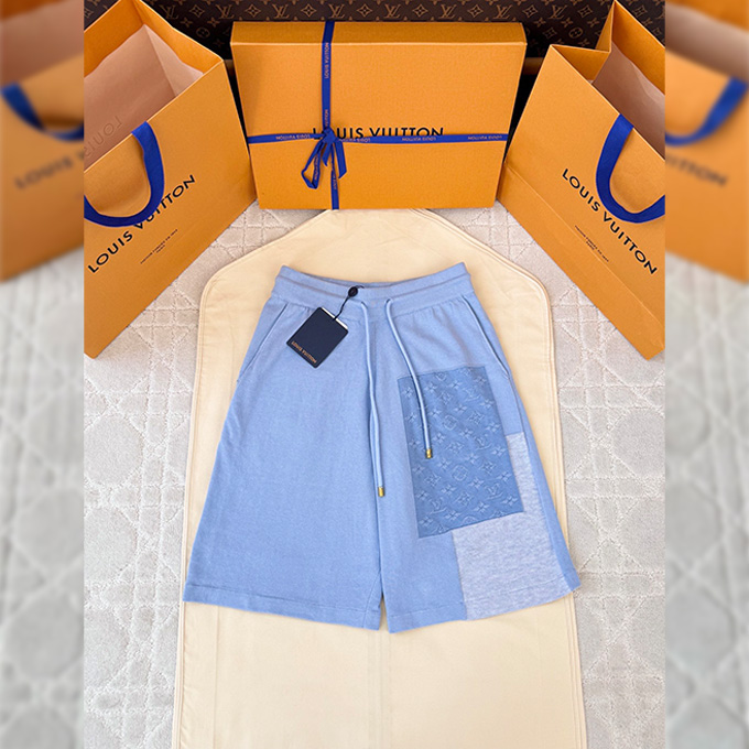 lv louis vuitton monogram patchwork knit shorts